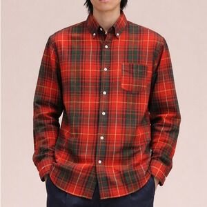 NN07 Levon Flannel Button Down Shirt Men Small Red Plaid 100% Cotton Regular Fit
